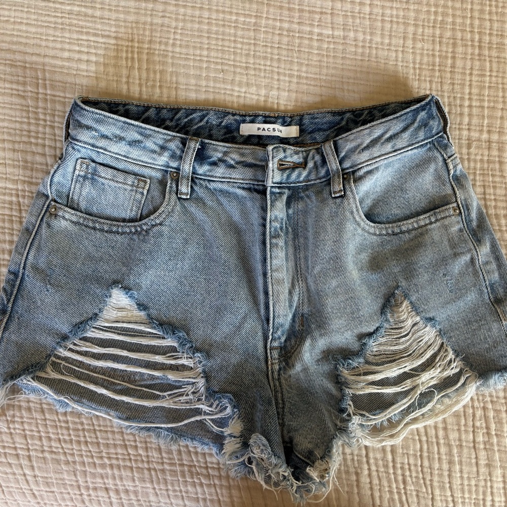 PacSun Ripped Light Blue Jean Shorts